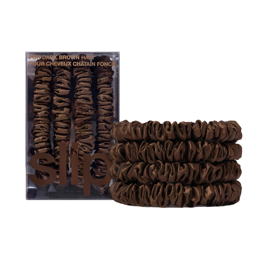 Slip Silk Back to Basics Skinny Scrunchies Dark Brown