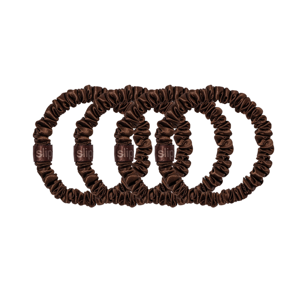 Slip Silk Back to Basics Skinny Scrunchies Dark Brown