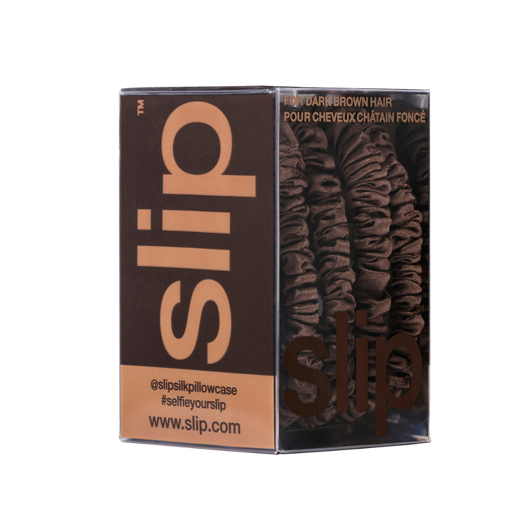 Slip Silk Back to Basics Skinny Scrunchies Dark Brown